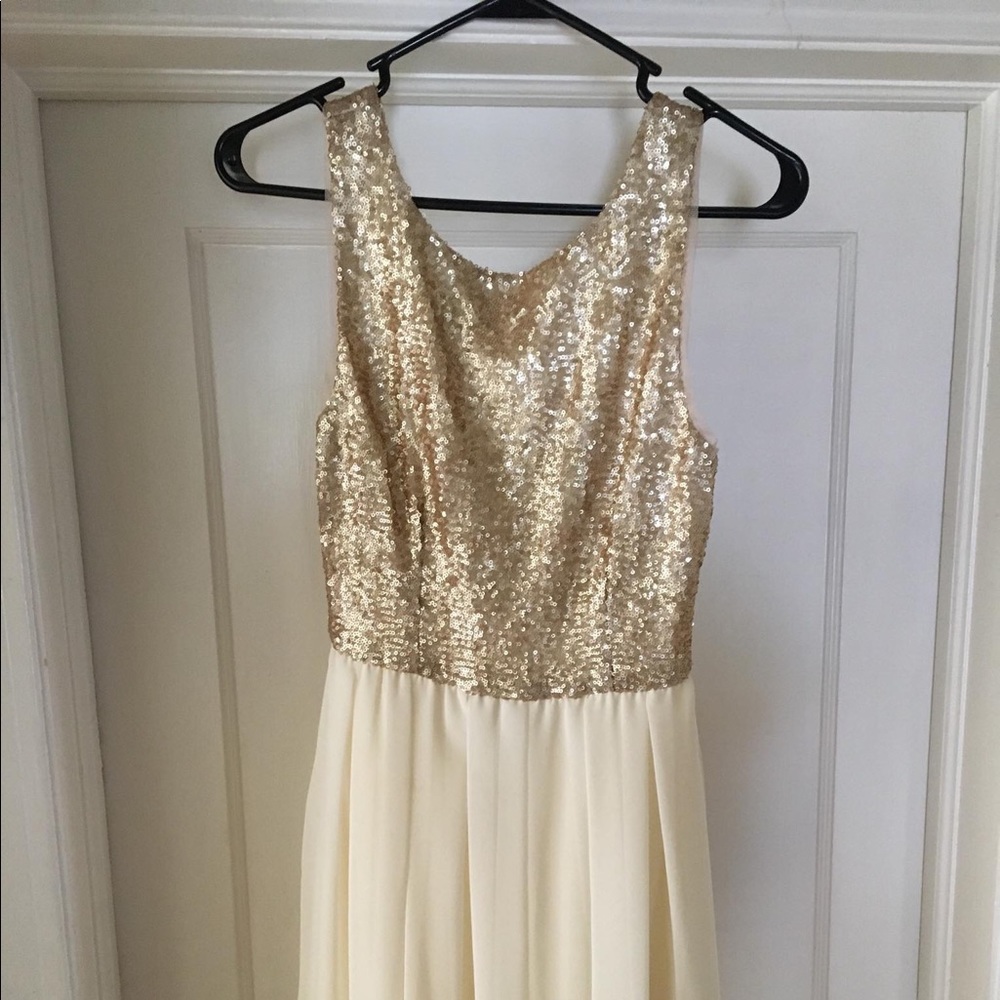 Sequin and cream chiffon dress